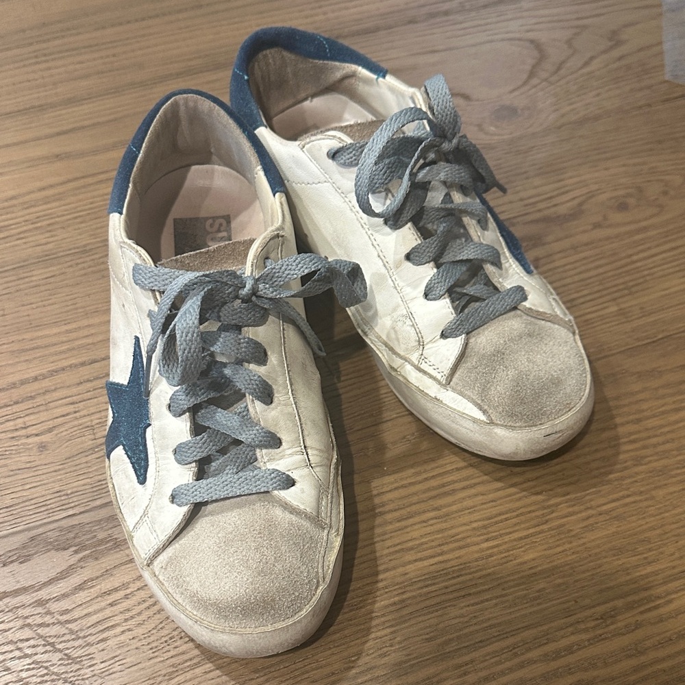 Golden Goose White and Blue Sneakers - Picture 4 of 5